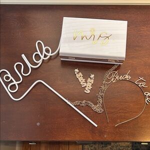 Gold and White Bridal Accessories Set